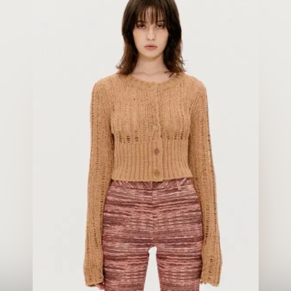 theopen product Sweaters - the open product knit sweater Tan rust cardigan